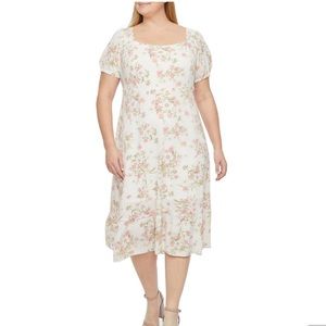 52seven Plus Short Sleeve Floral Midi Fit + Flare Dress